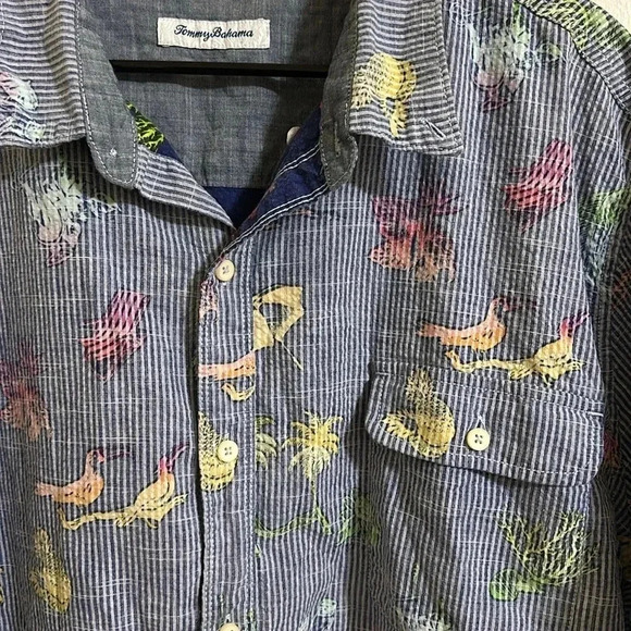 EUC Tommy Bahama Tropical Bird Button Down Shirt Short Sleeve - Picture 2 of 3